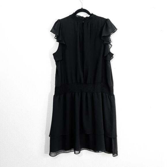 1. State Plus Size Dress 2X Womens Little Black Dressy Flutter Mini Chiffon Boho - Picture 4 of 5